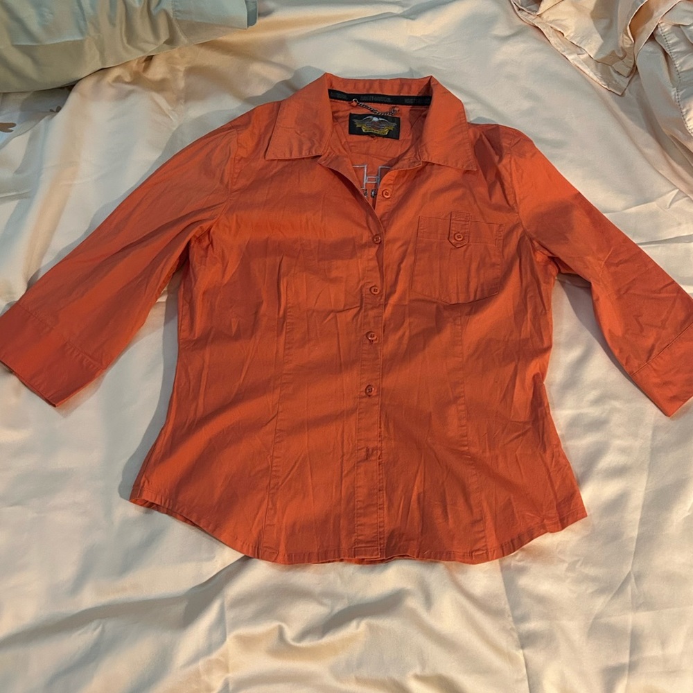 Orange Harley Davison shirt. Size M/L.